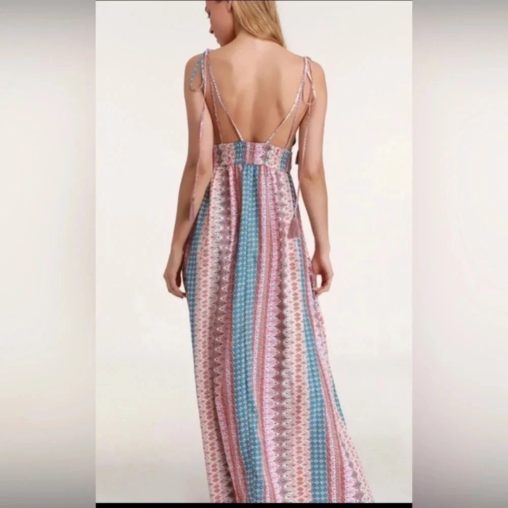 Lulu’s Maxin' Relaxin' Multi Print Backless Maxi … - image 2